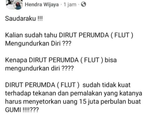 Ket poto: Postingan Akun Hendra Wijaya di Media Sosial