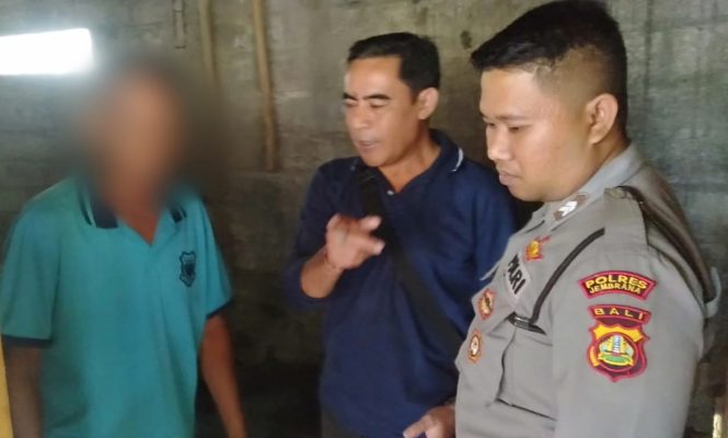 Ket poto: Pelaku pencurian daun gong kuno berhasil ditangkap Polsek Pekutatan