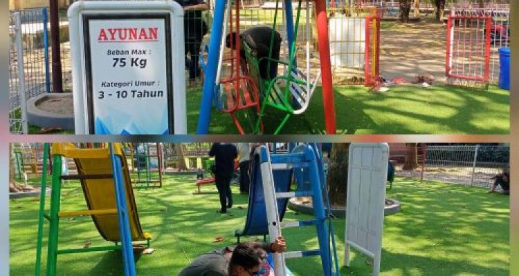 Ket poto: beberapa alat Taman Bermain Ir. Sukarno rusak Ket poto: beberapa alat Taman Bermain Ir. Sukarno rusak