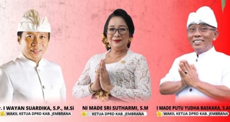 Ket poto: Ketua DPRD Jembrana Ni Made Sri Sutharmi, S.M bersama dengan Wakil Ketua Dr. I Wayan Suardika, SP.,M.Si dan I Made Putu Yudha Baskara, S.AP