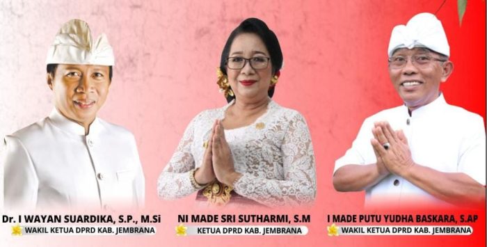 Ket poto: Ketua DPRD Jembrana Ni Made Sri Sutharmi, S.M bersama dengan Wakil Ketua Dr. I Wayan Suardika, SP.,M.Si dan I Made Putu Yudha Baskara, S.AP
