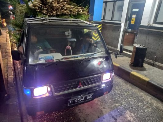 Ket poto: Kendaraan muat janur di periksa di UPPKB Cekik Gilimanuk