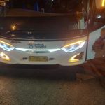 Ket poto: Bus yang melindas kaki karyawan darat kapal di Pelabuhan Gilimanuk