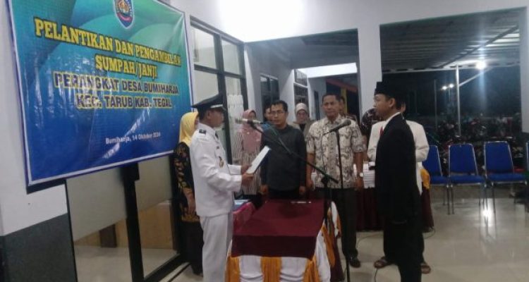 Ket poto: Pelantikan Kepala Dusun Desa Bumiharja