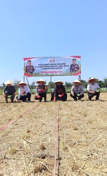 Ket Foto :Waka Polres Jember Kompol Ferry Dharmawan, S.Psi., S.I.K. Bersama Para pengansuh Ponpes Nuris Serta Beberapa Pihak terkait saat melakukan penanaman jagung.