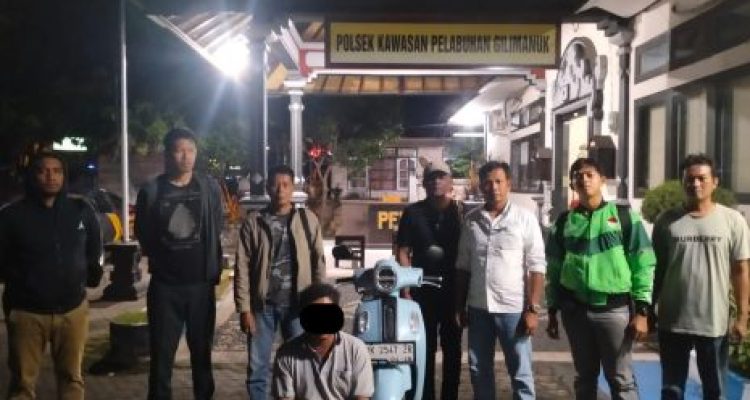 Ket poto: Pelaku bersama barang bukti diamankan di Polsek Kawasan Pelabuhan Gilimanuk