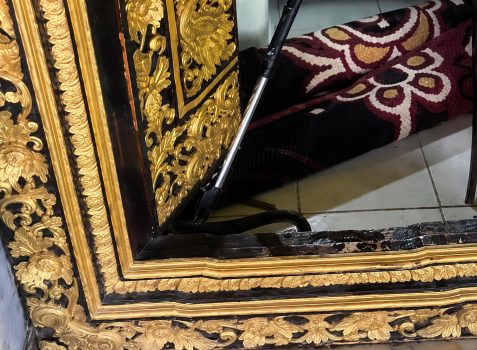 Ket poto: Anggota Damkar saat evakuasi ular di salah satu rumah warga di Kecamatan Melaya