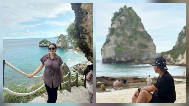 Ket Foto: Wisatawan saat mengabadikan momen di destinasi Wisata Diamond Beach, Nusa Penida.