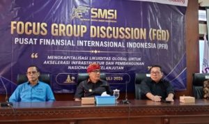 Ket poto: Focus Group Discussion (FGD) bertema Menangkapitalisasi Likuiditas Global untuk Akselerasi Infrastruktur dan Pembangunan Nasional Berkelanjutan yang digelar Serikat Media Siber Indonesia (SMSI) di Kantor DPD Provinsi Bali, Jumat (10/7/2026).