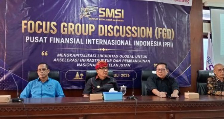 Ket poto: Focus Group Discussion (FGD) bertema Menangkapitalisasi Likuiditas Global untuk Akselerasi Infrastruktur dan Pembangunan Nasional Berkelanjutan yang digelar Serikat Media Siber Indonesia (SMSI) di Kantor DPD Provinsi Bali, Jumat (10/7/2026).