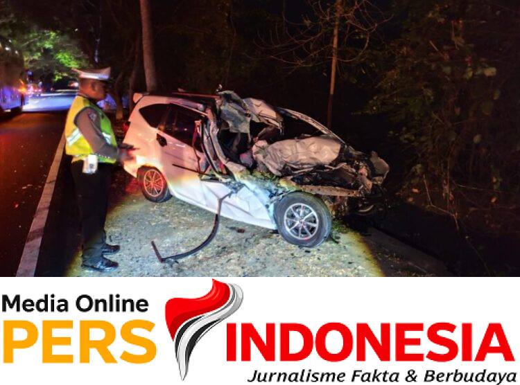 Ket poto: Kondisi Toyota Calya usai tabrakan dengan kendaraan BUs Mansion di Kelurahan Gilimanuk