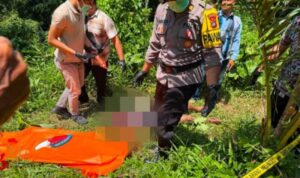 Ket Foto: Penemuan jenazah I Ketut Tambun asal Banjar Sanging, Desa Akah, Klungkung di Sebelah Timur Kuburan Tinon, Desa Adat Manduang, Klungkung. Dok (*)